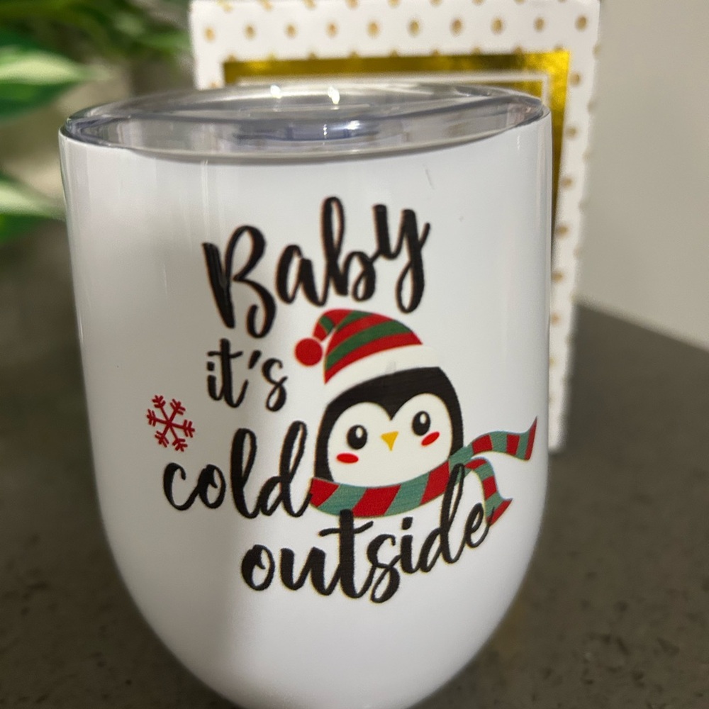 Holiday Penguin Insulated Tumbler - White